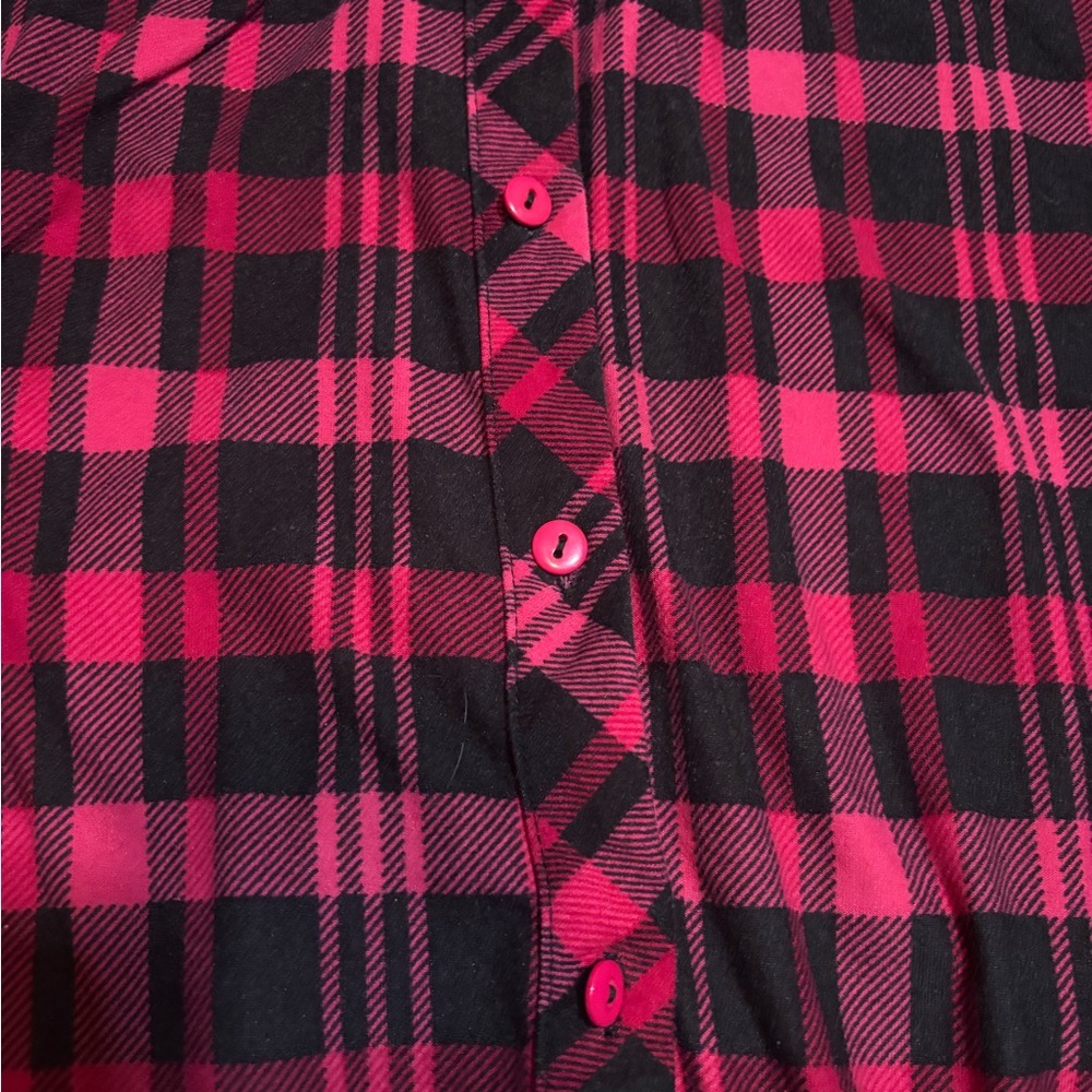 My Style Plaid Button-Up Shirt - Dark Pink and Black - Picture 2 of 13